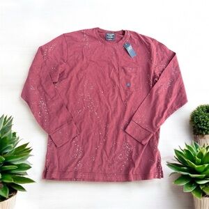 Y2K Abercrombie & Fitch Paint Splatter Long Sleeve Tee Mens Large NWT Burgundy